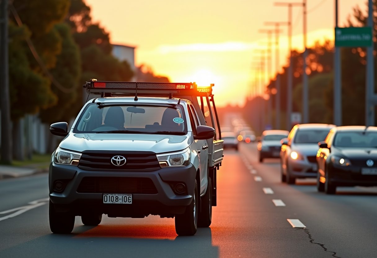 Locksmith ute loaded with tools at sunrise — Epping